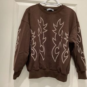 blurb. Brown Graphic Crewneck Sweatshirt - Size M - Like New